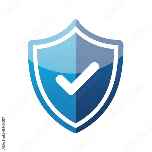 Blue Shield with White Checkmark Icon.