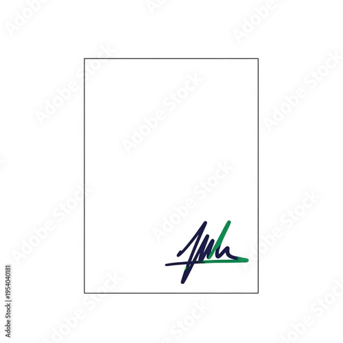 Signature on White Paper Close Up.