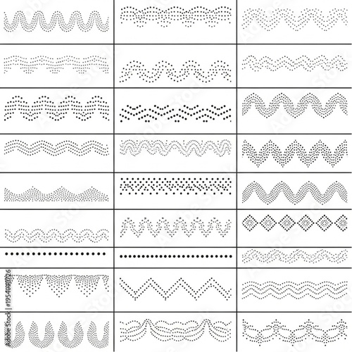 Various Black and White Dotted Line Patterns.