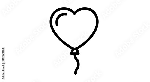 Black heart-shaped balloon icon