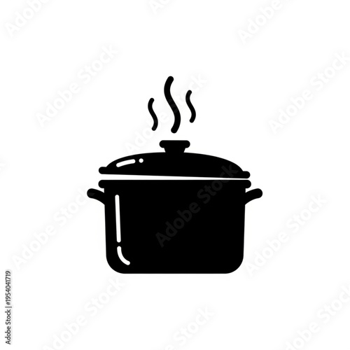 Steaming Hot Pot with Lid Illustration.