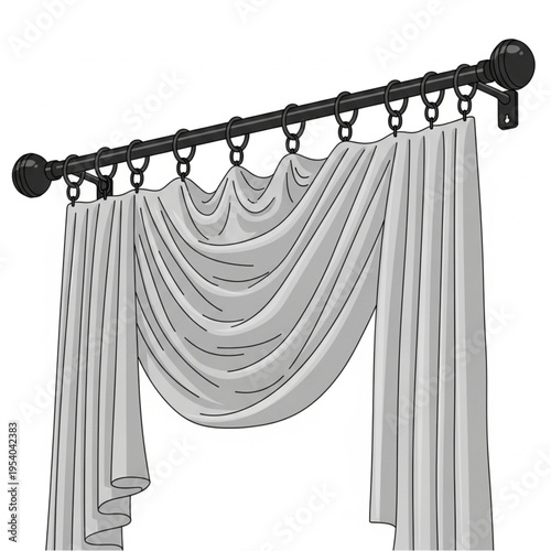White Curtains Hanging from Black Rod.