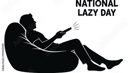 A lazy man silhouette sitting on a bean bag chair on National Lazy Day