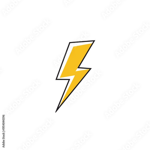 Yellow Lightning Bolt Icon Graphic Symbol.