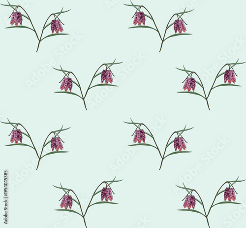 Flowers and leaves in vintage style, seamless pattern.	
