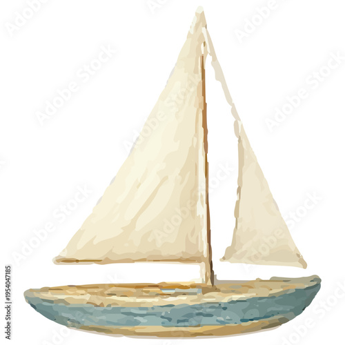 Classic Sailboat Nautical Marine Sailing Vessel Ocean Travel Illustration