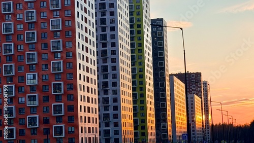 Photography Beautiful golden sunset over Salaryevo Park in Moscow