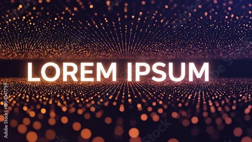 Sparkling particle horizon with text space golden glow motion background