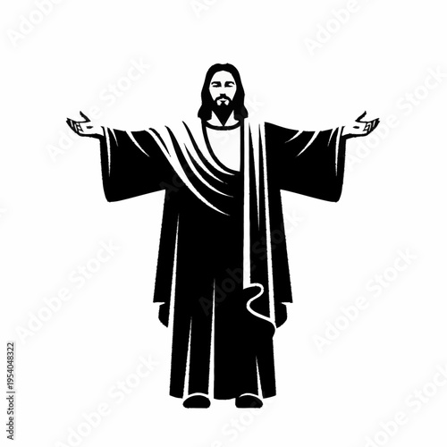 Jesus Christ with open arms, a symbol of divine love and welcome.