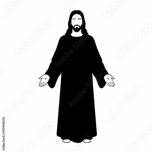 Jesus Christ silhouette with open arms in a welcoming gesture.