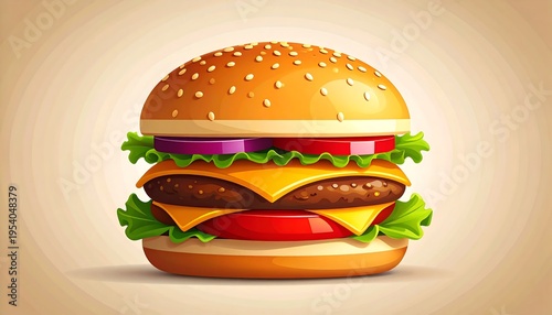 Delicious Double Cheeseburger with Toppings.