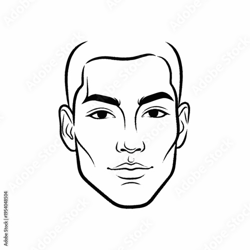 Striking Line Art Portrait of a Mans Face.