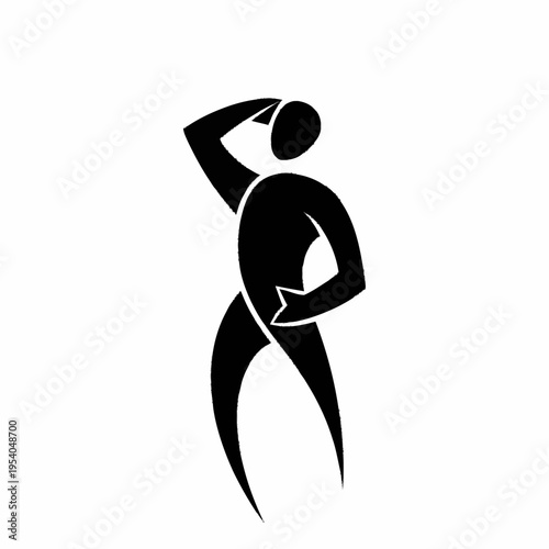 Stylized Silhouette of a Person Posing with Hand on Hip and Head Tilted.