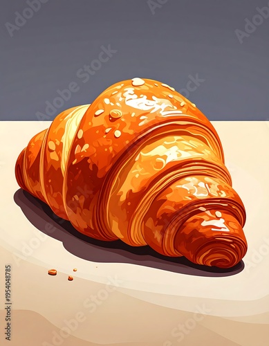 Delicious golden brown croissant pastry.