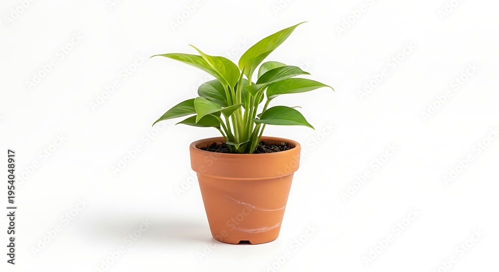 Fototapeta premium Potted green plant isolated on white background for decoration and design