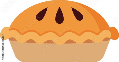 Fresh baked apple pie vector illustration, delicious sweet pastry icon, traditional homemade dessert symbol for bakery menu and food design