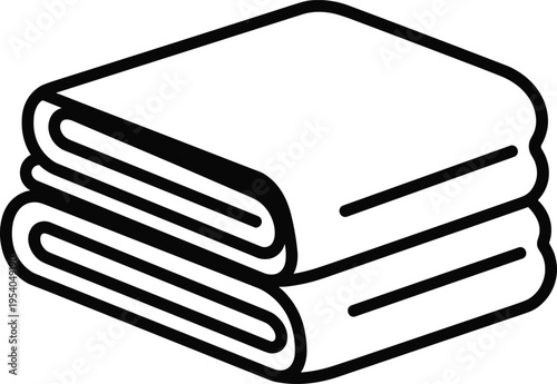 Stack of folded towels, clean laundry icon, soft bathroom textile, spa household linen, hygiene cotton fabric vector illustration, isolated on white background.