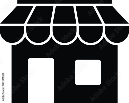 Storefront icon, shop building vector illustration, retail business symbol, market facade isolated on white background, commercial boutique architecture, storefront