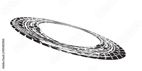 Tire tread marks, wheel textures, tire marks - car racing, motocross, drift, rally, off-road and others. Vector black isolated texture in grunge style with splashes.eps10