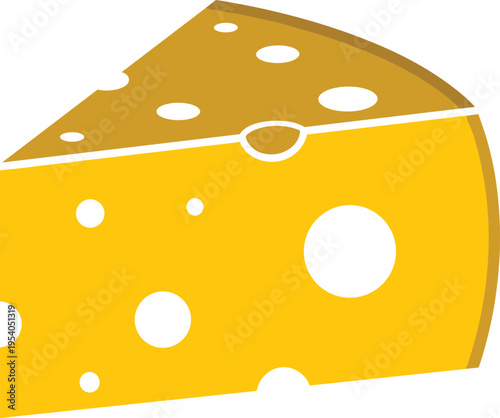 Yellow cheese wedge icon, dairy food vector illustration, triangular cheese slice isolated on white background, organic healthy snack product, cheddar