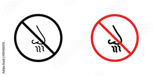 No smell signs in line art style on white background for graphic and web design.