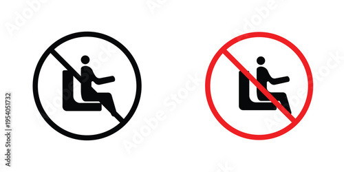 No sitting signs in line art style on white background for graphic and web design.
