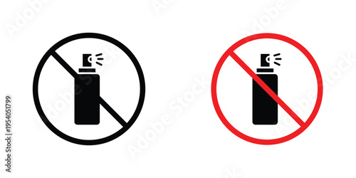 No spray can allowed signs in line art style on white background for graphic and web design.