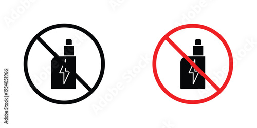 No vaping icon in line art style on white background for graphic and web design.