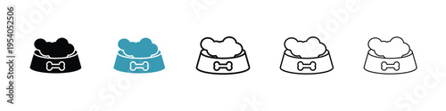 Pets bowl icon in line art style on white background for graphic and web design.