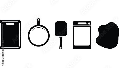 Smartphone icon with kitchen utensils and apple silhouette vector graphics
