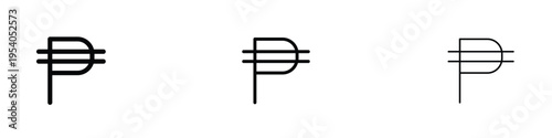 Philippine currency icon in line art style on white background for graphic and web design.
