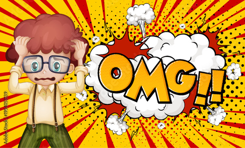 A cartoon character expressing shock and surprise with a comic book style explosion