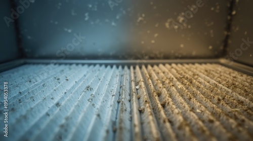 Side by side comparison of a clean and dirty air filter showing the importance of hvac maintenance for indoor air quality. 
