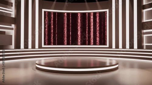 Stage with podium and curtain backdrop for performance or presentation