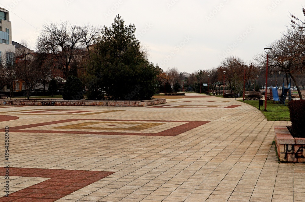 Obraz premium A tiled area in the city