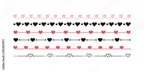 Doodle hearts sketch set. Various different hand drawn heart icon love collection isolated on white background. Red heart symbol for Valentines Day.