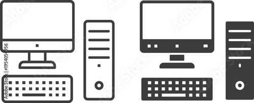 Minimalist versus detailed desktop computer setups side by side, modern technology evolution concept 