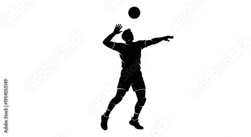 Silhouette of a male volleyball player jumping to hit the ball with his hands