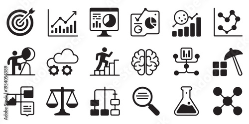 Foto Business Analytics and Data Science Solid Icon Set for Professional Presentation