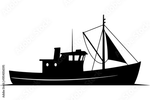 Classic Fishing Trawler Vector Illustration