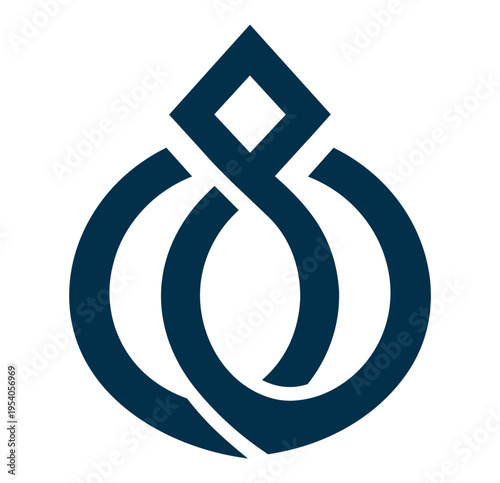 Abstract Loop Emblem with Diamond Apex and Continuous Flow Form