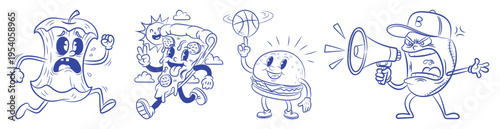 Hand Drawing cartoon style graphic element for advertising, branding, Marketing vector illustration collection