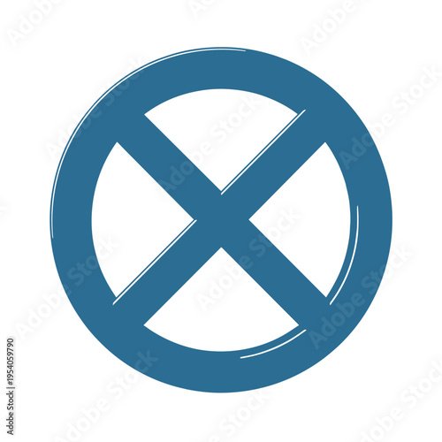 Blue cancel symbol within a circular design, representing rejection or removal. Useful for conveying themes of limitation or exclusion in graphics or signage.