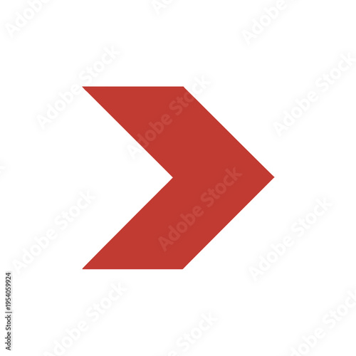 Simple red arrow pointing to the right. Concept of direction, movement, or guidance useful for navigation and signage applications.