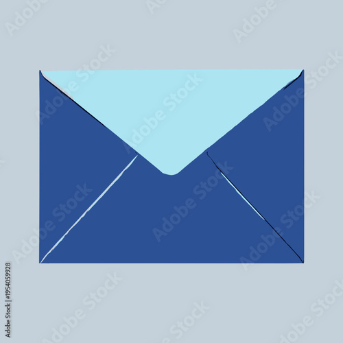 Blue envelope with light blue flap against a simple background. Great for communication, messaging, or marketing concepts related to email and correspondence.