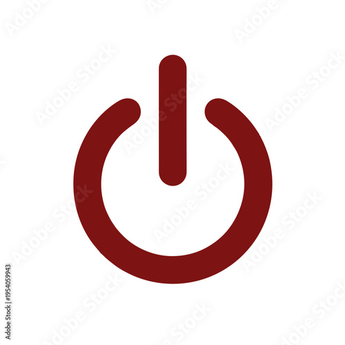 Simple power button symbol design, often used in electronic devices and applications. Represents on/off functionality, useful for technology interfaces or app development.