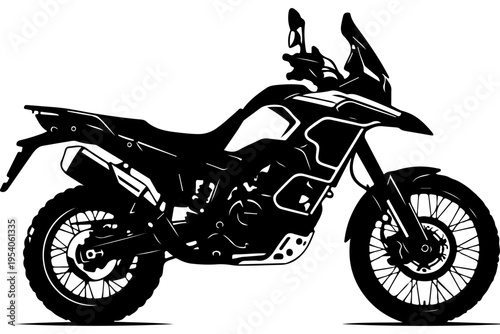 Adventure-Ready Off-Road Motorcycle Vector Illustration