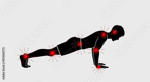 Man doing push-up with pain.