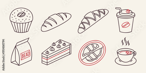 Bakery and coffee bread pastries coffee cup