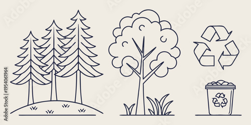 Eco friendly with trees and recycling symbol sustainability environment